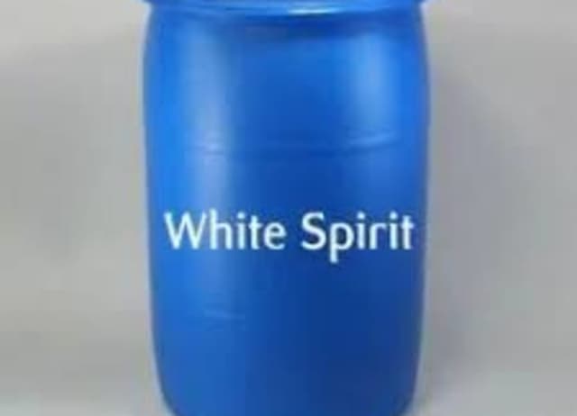 Blue drum labeled White Spirit
