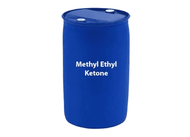 Blue drum labeled Methyl Ethyl Ketone