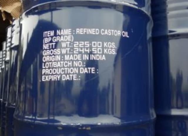 225 kg drum of Refined Castor Oil