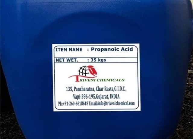 35 kg drum of propanoic acid from Triveni Chemicals