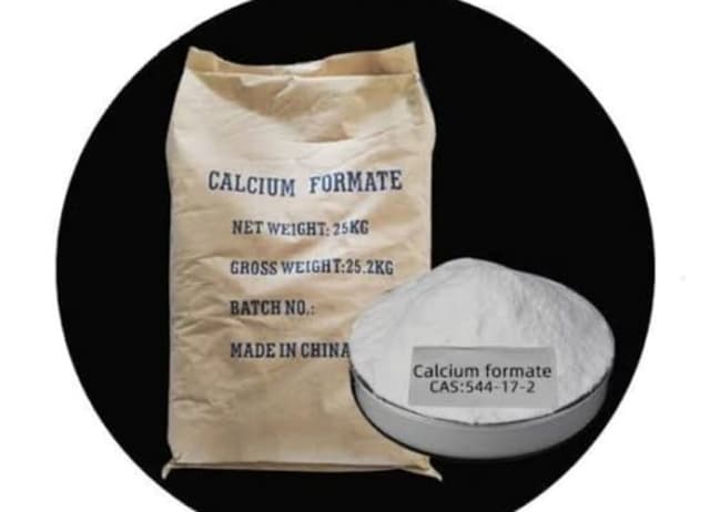 25 kg bag of Calcium Formate, a white powder used in various industrial applications