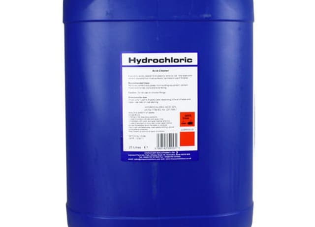 Hydrochloric Acid in a blue 25 liters drum