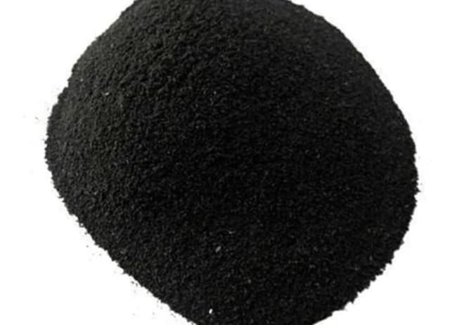 Black granular powder of activated carbon
