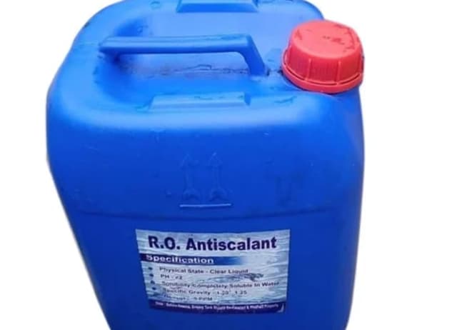 R.O. Antiscalant in a blue jerrycan