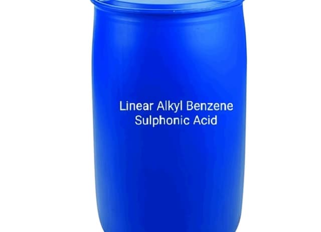 Blue drum containing Linear Alkyl Benzene Sulphonic Acid