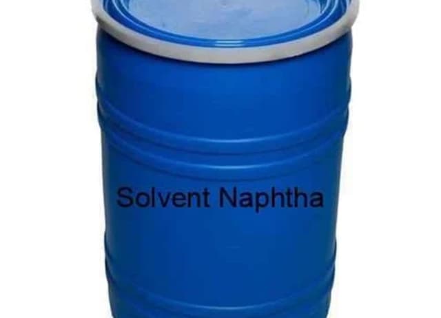 Blue drum containing Solvent Naphtha