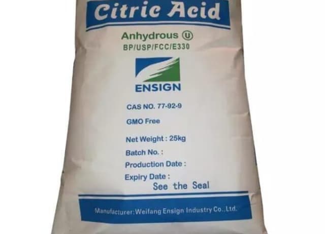25 kg bag of Citric Acid Anhydrous