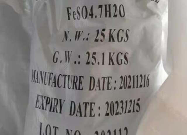 25 kg bag of ferrous sulfate heptahydrate
