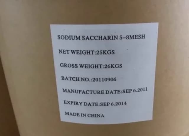 Sodium Saccharin packaging with details